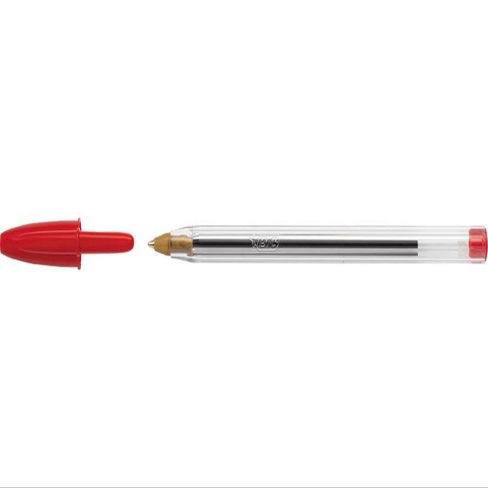 BIC 8308611 Cristal Medium Ballpoint Pens, 4-Pack, Red