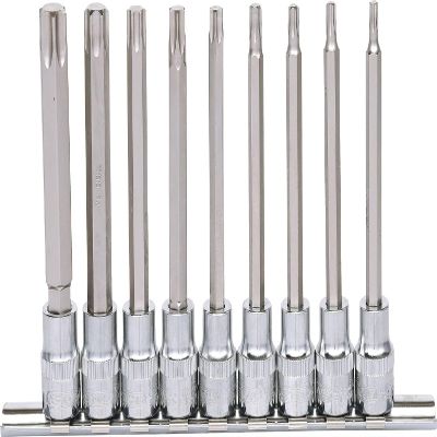 KS Tools 918.1550 3/8" CHROMEplus Long TX Bit Socket Set, 9-Piece, T20–T60