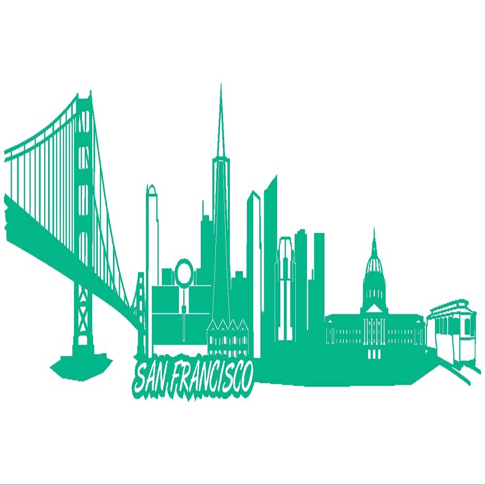 Samunshi San Francisco Skyline Wall Decal, Frisco, 50 x 14.2 cm, Turquoise