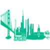 Samunshi San Francisco Skyline Wall Decal, Frisco, 50 x 14.2 cm, Turquoise view 1