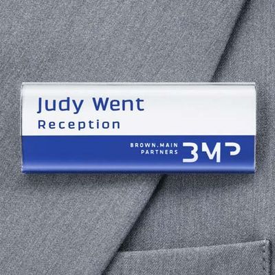 badgepoint Profil 30 Name Badges, Hollow Profile with Magnetic Closure, Acrylic Face, 10-Pack, 7.5 x 3.0 cm, Self-Labeling