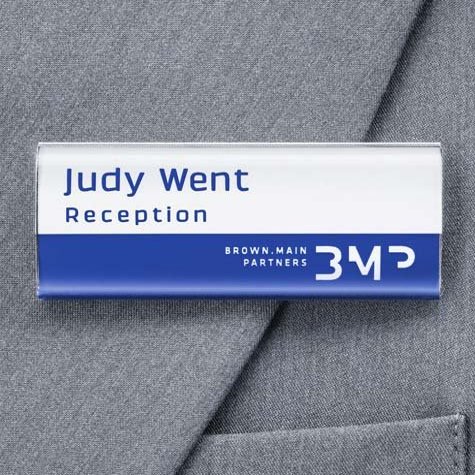 badgepoint Profil 30 Name Badges, Hollow Profile with Magnetic Closure, Acrylic Face, 10-Pack, 7.5 x 3.0 cm, Self-Labeling