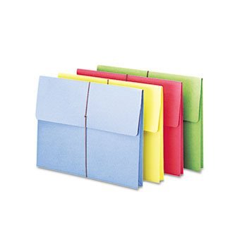 SMEAD Accordion Expansion Wallet, Elastic Cord, Letter Size, Blue/Green/Red/Yellow, 50/Box