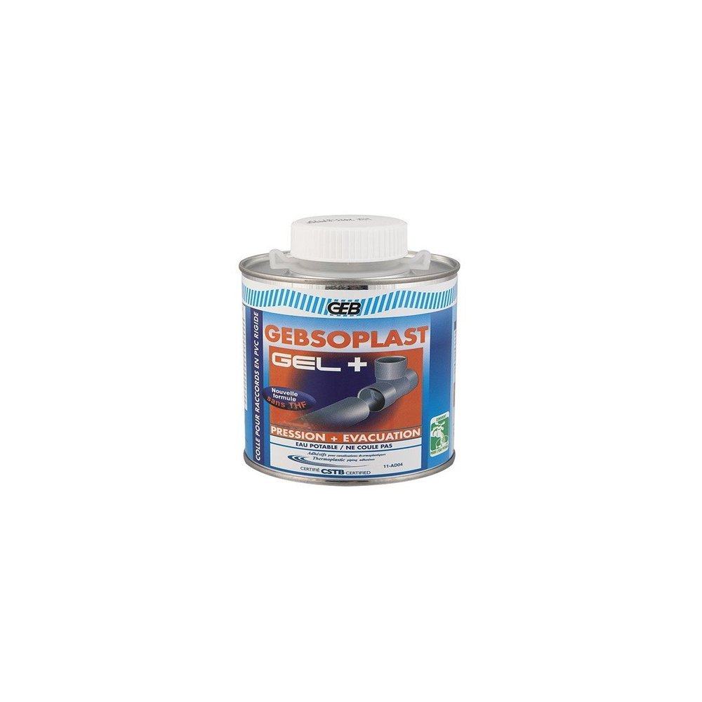 Rigid PVC Fitting Adhesive Gebsoplast Gel, 500 ml Bottle with Brush