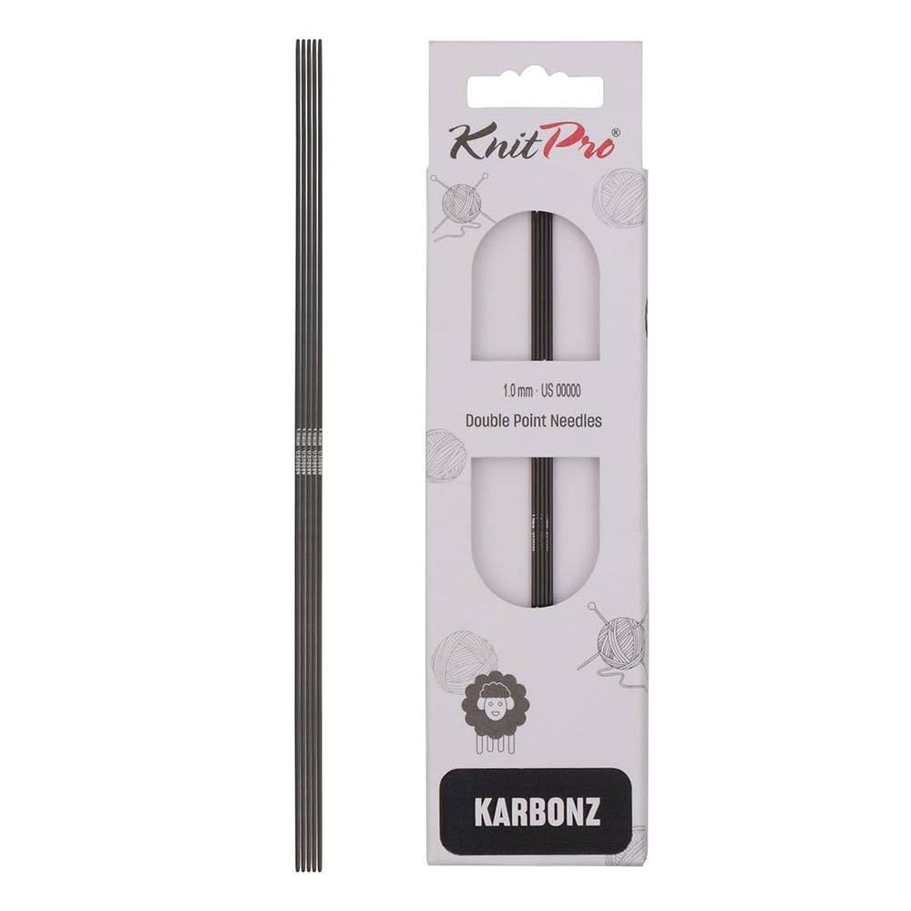 KnitPro Carbonz Sock Knitting Needles, 5-Piece Set, 20 cm x 1.00 mm
