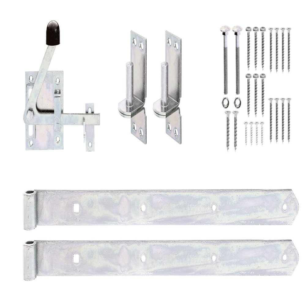 Alberts 216511 Hardware Set for Jäger Fence Double or Single Gates | Galvanized, Thick-Film Passivated