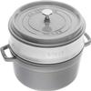 STAUB Cocotte, Cast Iron Dutch Oven with Stainless Steel Steamer Insert, 26 cm, 5.25 L, Round, All Stovetops Including Induction, Made in France, Graphite Gray view 1