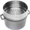 STAUB Cocotte, Cast Iron Dutch Oven with Stainless Steel Steamer Insert, 26 cm, 5.25 L, Round, All Stovetops Including Induction, Made in France, Graphite Gray view 2