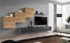 AC-Dco Switch X Wall Set, 3 Square Display Cabinets, 2 TV Benches and 1 Shelf, Wood and Graphite, Model 1 view 1
