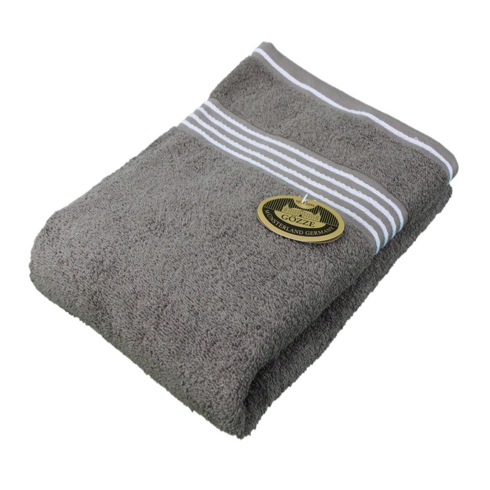 GZZE Rio Bath Towel, 100% Cotton, 70 x 140 cm, Solid Taupe