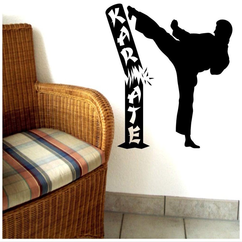 Samunshi Karate Fighter Wall Decal, 60 x 52 cm, Black