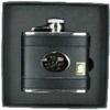 4 oz Stainless Steel Black Lamb Leather Hip Flask FL26 with Engraving Plate view 1