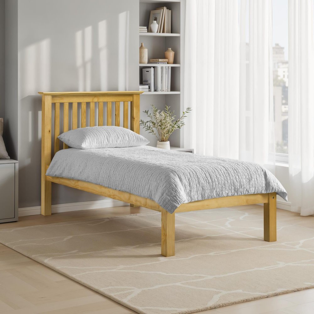 Julian Bowen Barcelona Single Bed with Low Footboard, Pine