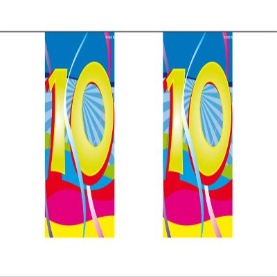 Mini Pennant Banner with Colorful Numbers, 4 m, 10