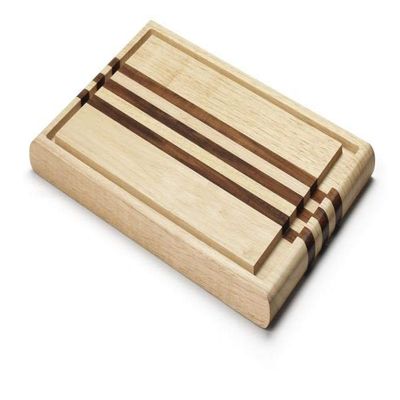 Continenta Rubberwood Cutting Board with Acacia Strips, 37 x 25 x 2 cm