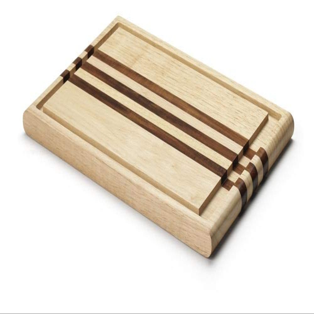 Continenta Rubberwood Cutting Board with Acacia Strips, 37 x 25 x 2 cm