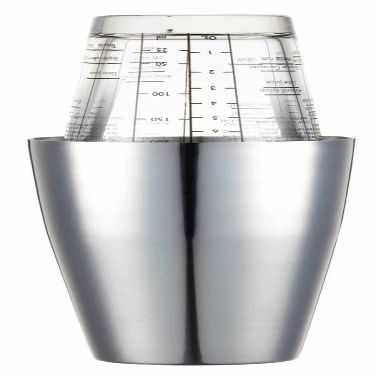 BarCraft Boston Cocktail Shaker Set with Printed Recipes, Stainless Steel/Glass, 400 ml, Silver/Transparent