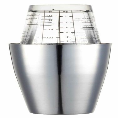 BarCraft Boston Cocktail Shaker Set with Printed Recipes, Stainless Steel/Glass, 400 ml, Silver/Transparent