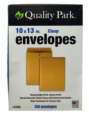 Quality Park Kraft Clasp Envelopes, 10 x 13 in