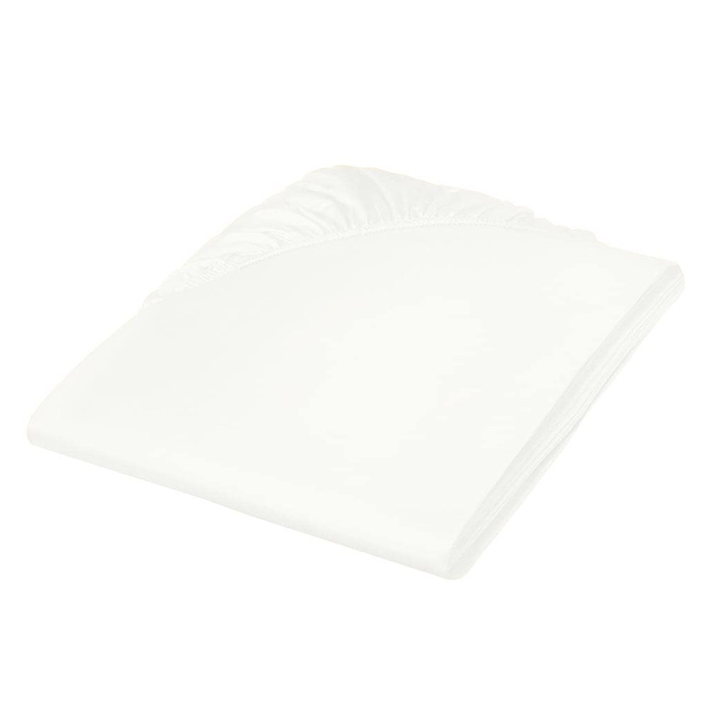Fleuresse Colours Fitted Sheet, Solid Mako Satin, Off-White, 200 x 200 cm