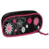 2-in-1 Pencil Case/Cosmetic Bag, Black and Pink Flowers view 1