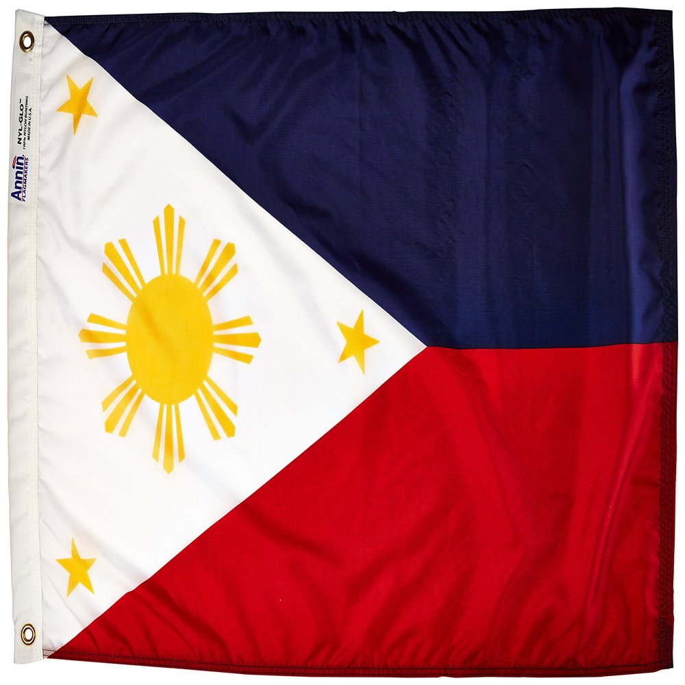 Annin Flagmakers Model 196751 Philippines Flag, Nylon SolarGuard NYL-Glo, 6 x 0.9 m, 100 Official United Nations Design Specifications