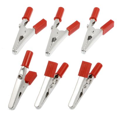 sourcing map 6-Pack Red Plastic-Coated Insulated Alligator Clips, 2.2 in