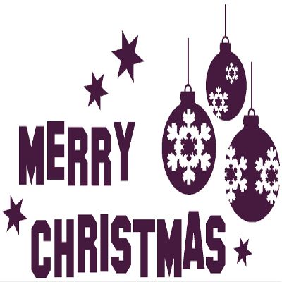 Samunshi Merry Christmas Wall Decal 70 x 40 cm, Aubergine