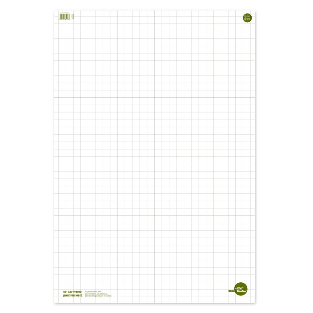 Staufen Style Flip Chart, 68 x 99 cm, Grid, 20 Sheets, Premium White 80 gsm Recycled Paper, 5-Pack