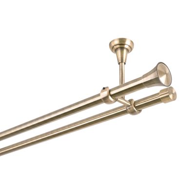 MDEKOR 16 mm Double Curtain Rod, Ceiling Mount, Antique Gold Metal, New (120)