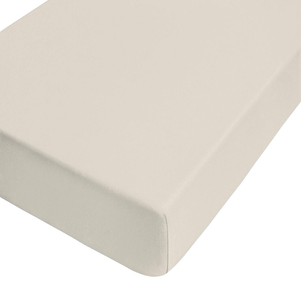 biberna 0077641 Topper Jersey-Elastic Fitted Sheet, 8–12 cm, 90–100 × 190–220 cm, Putty