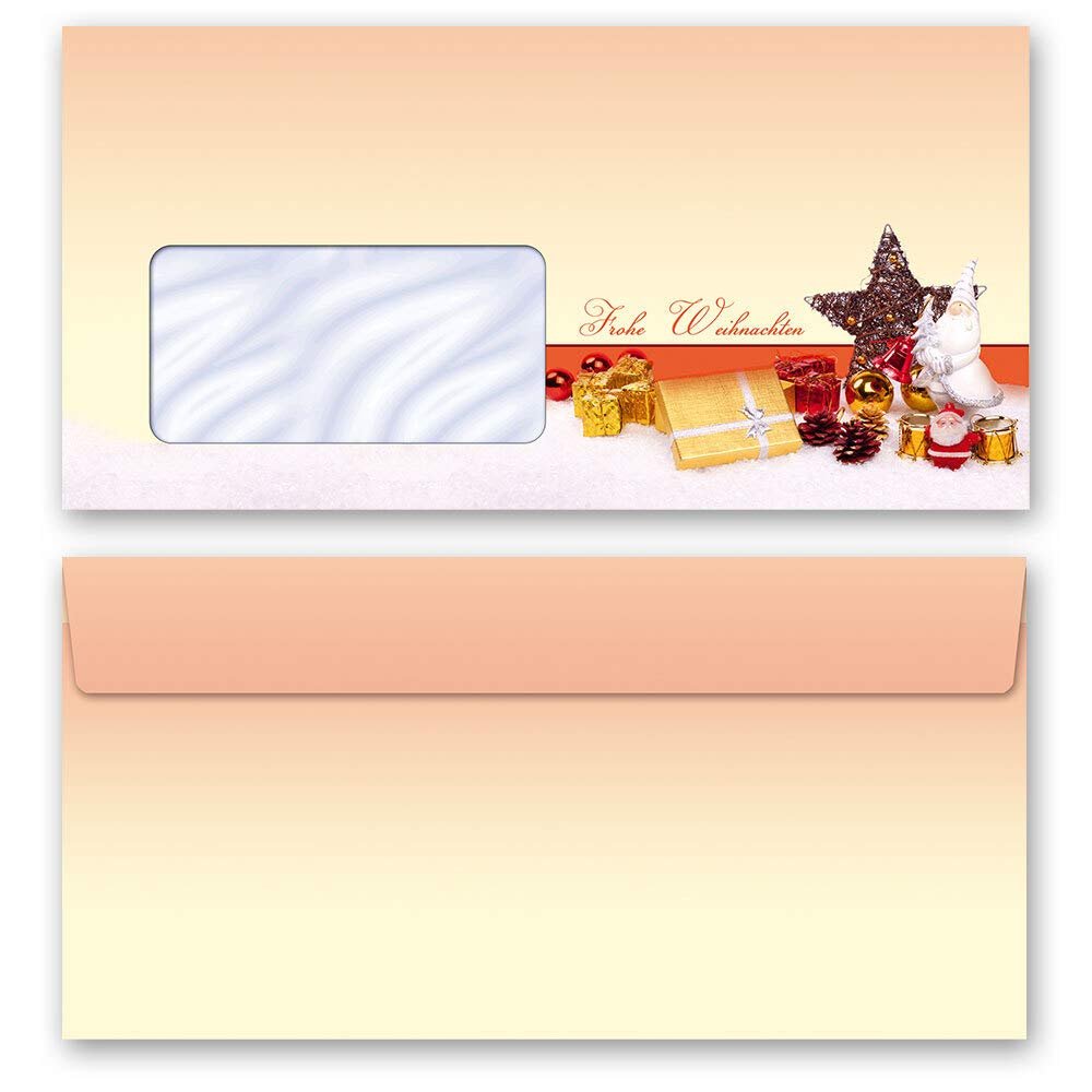 Christmas Envelopes, SCHÖNE BESCHERUNG, 10 Envelopes with Window, DL (220 x 110 mm)