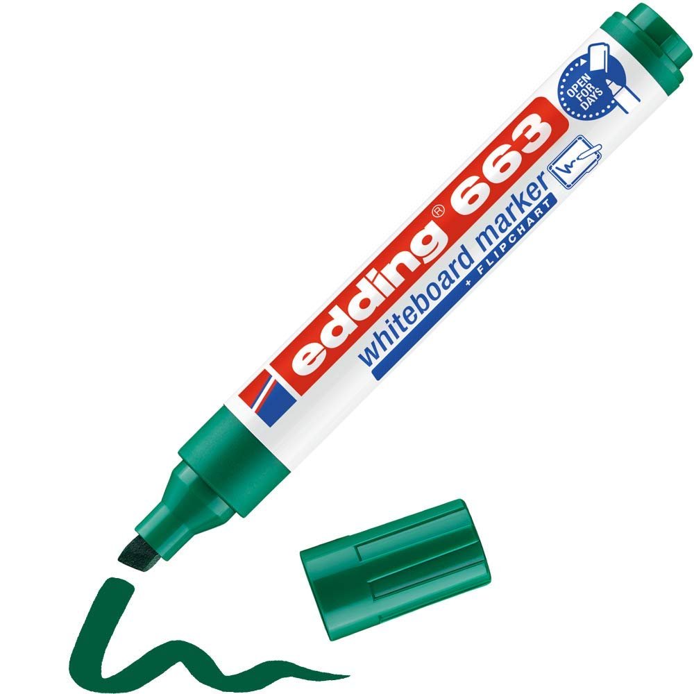 edding 663 Green Whiteboard Marker, Chisel Tip 1–5 mm, 1 Marker