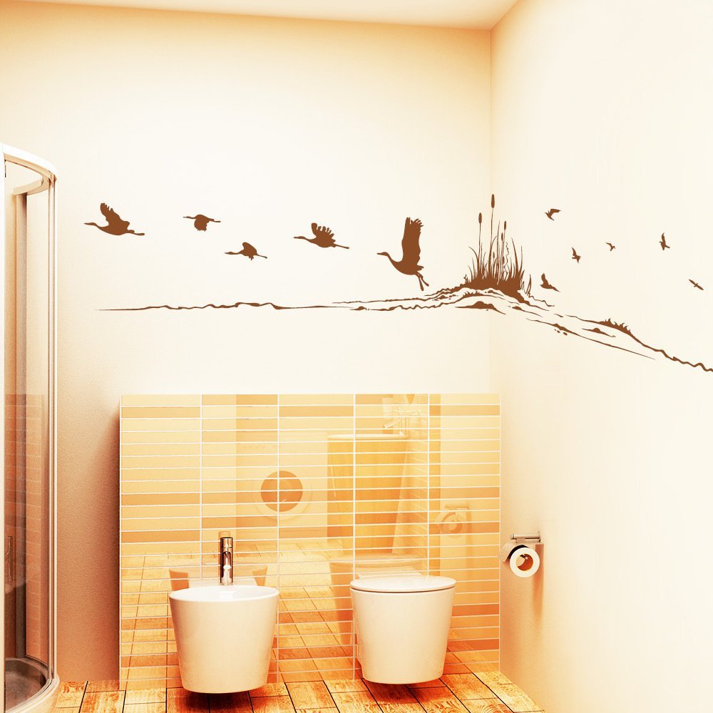 Loft Crane River Wall Decal / Wall Sticker / 54 Colors / 3 Sizes / Dark Gray / 20 cm H x 104 cm W