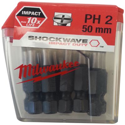Milwaukee SHOCKWAVE Bit Box, 10 PH2 Bits, 50 mm, 4932352975