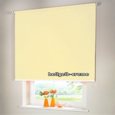 Blackout Spring Roller Blind, Center-Pull, 55 x 260 cm, Light Yellow-Cream
