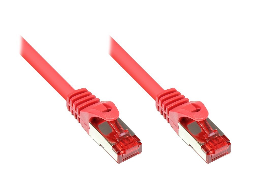 Kabelmeister SO-31227 Cat 6 Gigabit Ethernet Patch Cable, 1 m, Latch Protection, S/FTP, PiMF, 250 MHz, Red