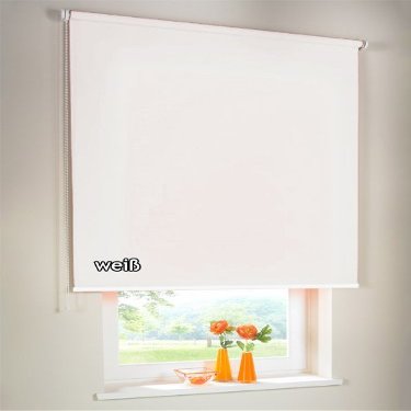 Privacy Roller Blind 62 x 240 cm, White, Left-Side Chain Control