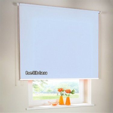 Privacy Roller Blind with Chain Control, 45 x 260 cm, Light Blue - Left-Side Control