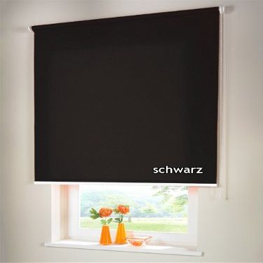 Privacy Roller Blind 115 x 120 cm, Black, Right-Side Chain Control