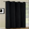 Black Microsatin Grommet Curtain Panel, 245 x 140 cm view 1