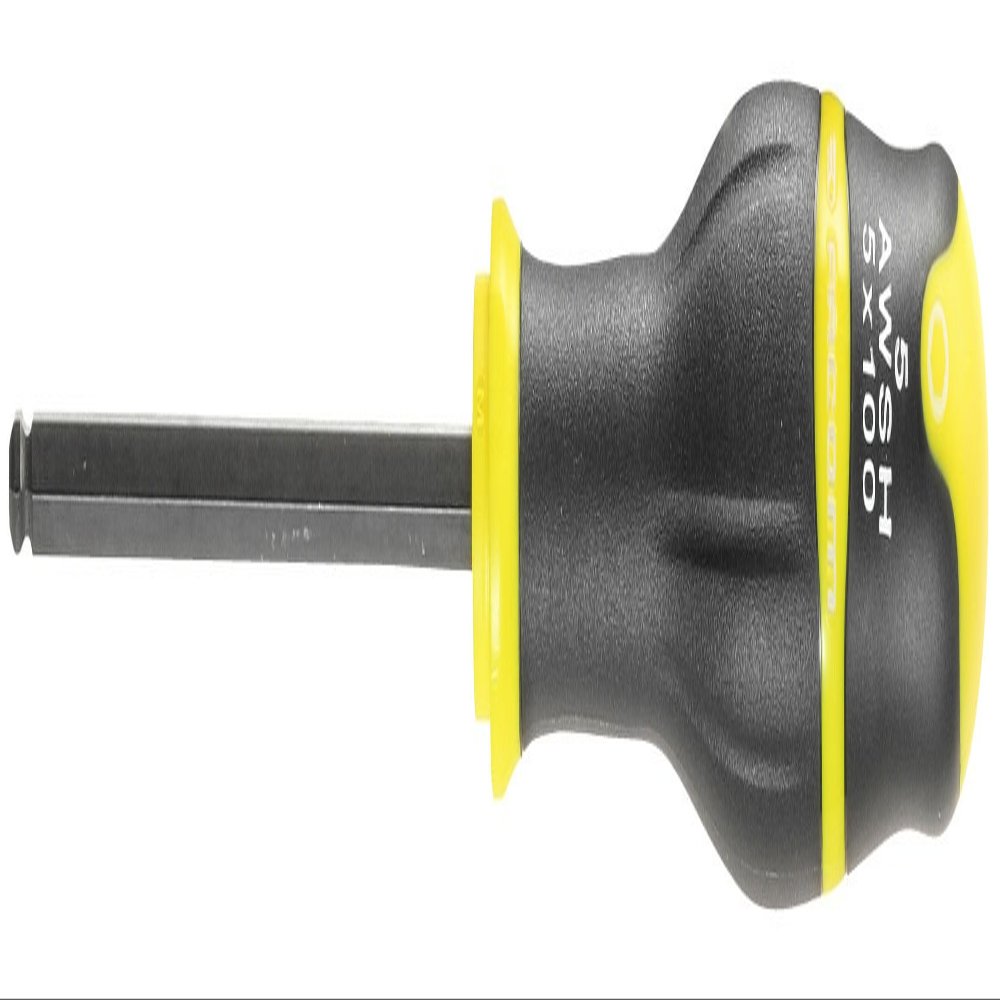 FACOM PROTWIST Hex Key with Handle, Ball End, 4 x 75 mm, Fluorescent, 1 Piece, AWSH4X75F