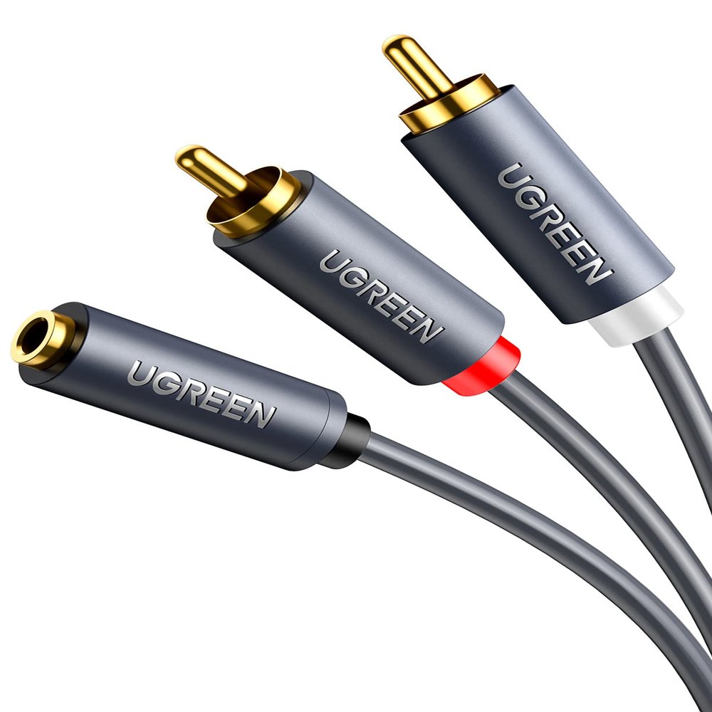 UGREEN Stereo RCA to 3.5 mm Adapter Cable, 3.5 mm Female Jack to 2 RCA Plugs, Gold-Plated Contacts (20 cm)