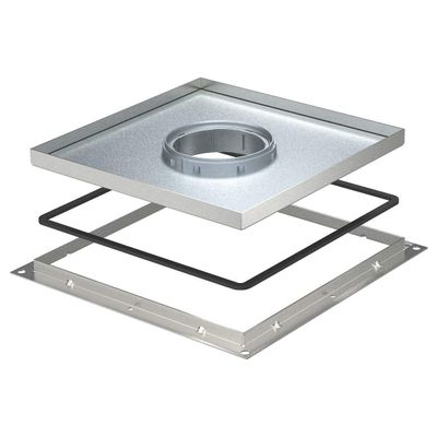 OBO Bettermann floor system cover and frame for pipe, 283 x 283 x 20 mm, stainless steel
