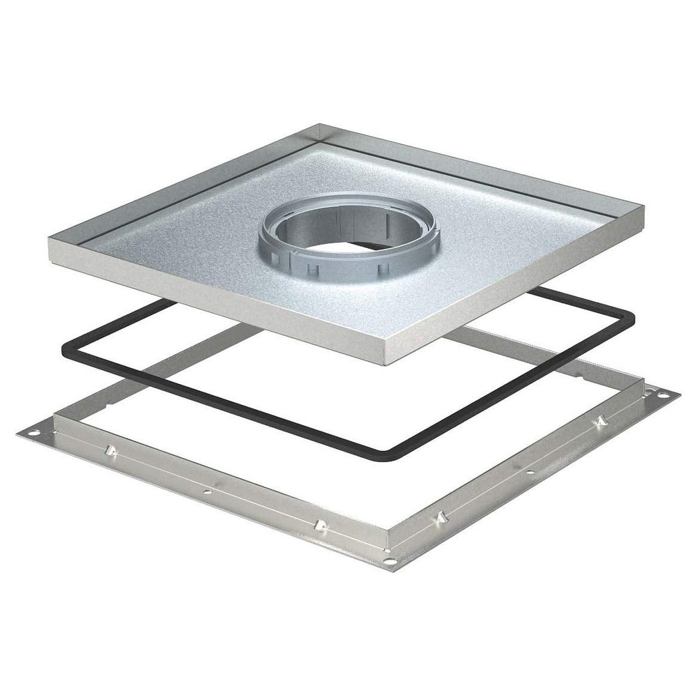 OBO Bettermann floor system cover and frame for pipe, 283 x 283 x 20 mm, stainless steel