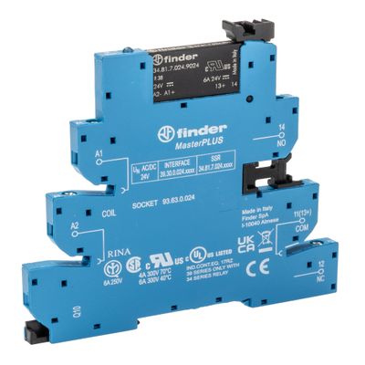 Finder Interface MasterPLUS Series 39, 2 A, 24 V Continuous Current, with SSR Relay