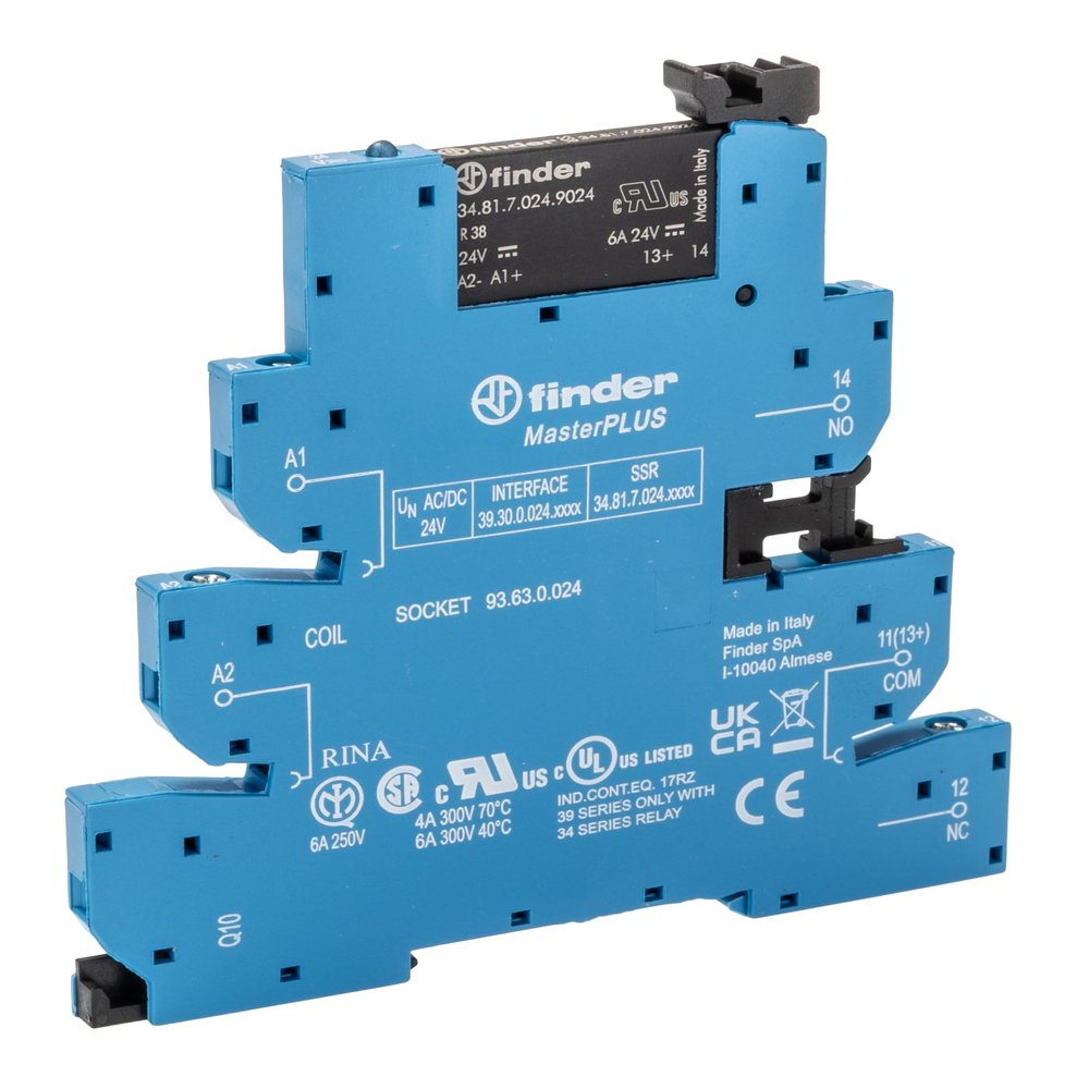 Finder Interface MasterPLUS Series 39, 2 A, 24 V Continuous Current, with SSR Relay