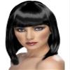 Smiffys Glam Wig, Black, Short Blunt Cut with Bangs, Halloween view 1