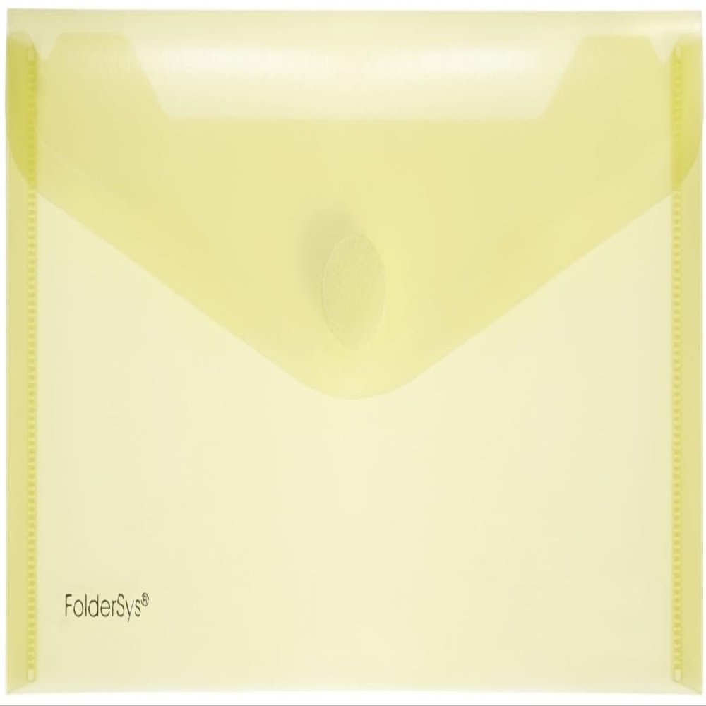 FolderSys 10-Pack DL Document Folders, PP, Yellow Transparent