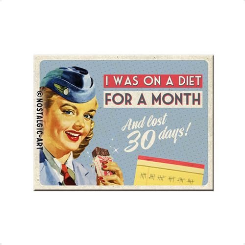 Nostalgic-Art 14281 Say It 50's – On a Diet for a Month Magnet, 8 x 6 cm